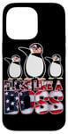 iPhone 14 Pro Max Floss Like A Boss American Flag Funny Penguin 4th of July Case