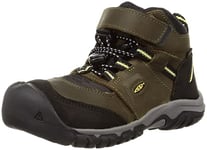 KEEN Unisex Kid's Ridge Flex Mid Waterproof Hiking Boot, Dark Olive Dusky Citron, 4 UK