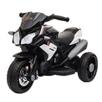 HOMCOM Moto électrique pour Enfants 3 Ans 3 Roues 6 V 3 Km/h Effets Lumineux et sonores Noir