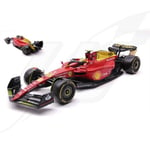 FR- Burago FERRARI F1-75 N.55 CARLOS SAINZ  MONZA 2022 75th ANNIV.W/HELMET 1:18