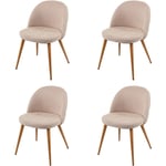 4x chaise de salle à manger HHG 631, fauteuil, style rétro années 50, en tissu, beige