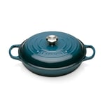 Le Creuset Signature Enamelled Cast Iron Shallow Casserole Dish With Lid, 26 cm, 2 Litres, Deep Teal, 21180266422430