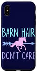 Coque pour iPhone XS Max Équitation Barn Hair Don't Care Funny Equestrian Rider