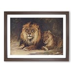 Morley, Harry Lions Vintage Framed Wall Art Print, Ready to Hang Picture for Living Room Bedroom Home Office Décor, Walnut A4 (34 x 25 cm)