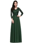 S-XL Long Sleeved Lace A-Line Elegant Night Dress Sexy V-Back Evening dress NEW