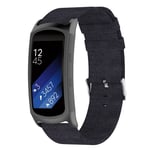 Samsung Gear Fit2 Pro Hengittävä kanvas kangas vaihdettava kellon ranneke metalli soljella - Musta