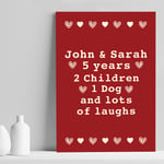 Personalised Valentines Anniversary Gift For Him Her Relationship Details Print