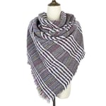 FENGHUAN Scarf Autumn And Winter Classic Plaid Striped Circle Yarn Triangle Scarf Turban Short Beard Scarf Xgs-02 Dark Gray