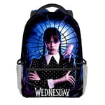 Wednesday Addams karaktär full print ryggsäck dubbel axel skolväska för studenter 1