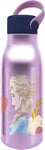 STOR Bouteille Disney Frozen Elsa et Anna 760 ml en aluminium lilas pour fille avec bouchon et poignée en silicone