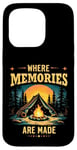 Coque pour iPhone 15 Pro Où naissent les souvenirs : camping et aventure autour d'un feu de camp