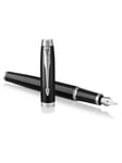 Parker IM Fountain Pen | Black Lacquer with Chrome Trim | Medium Nib with Blue Ink Refill | Gift Box