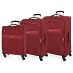 Roll Road Royce Set de Bagages Rouge 55/66/76 cms Souple Polyester Serrure à combinaison 196L 4 roues Bagage à main