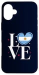 Coque pour iPhone 16 Plus Drapeau argentin coeur drôle I Love Argentina