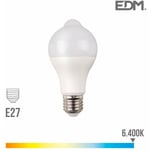 Ampoule led A60 E27 avec Detecteur 12W 1055lm (75W) 220° - Blanc du Jour 6400K