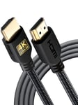 PowerBear 4K HDMI Cable 3 m | High Speed, Braided Nylon & Gold Connectors, 4K 60Hz, Ultra HD, 2K, 1080P, ARC & CL3 Rated