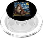 Catzilla Nuit étoilée – Peinture drôle Van Gogh Chat Kaiju PopSockets PopGrip pour MagSafe