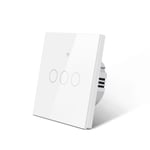 MFI-Joli d'éclairage LED pour Apple Homekit,capteur tactile WiFi,interrupteurs muraux,maison intelligente,travail avec commande vocale Siri,Alexa,Google Home - Type 3 Gang EU White