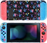 Housse De Protection Pour Switch,Clear Glitter Dockable Hard Coque Switch Lovely Cartoon Protector Shell With 2 Soft Joycon Cover And 2 Capuchon Joystick Switch,Monstre D'amour Rose