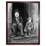 Silent Movie Still Charlie Chaplin The Kid Photo Art Print Framed Poster Wall Decor 12x16 inch