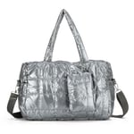 EVEOUT Puffer Sacs bandoulière pour Femmes Grand Léger Matelassé Sac fourre-tout Puffer Cabas Sacs portés épaule Matelassé Sac Hobo(Gris)