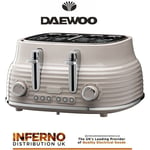 DAEWOO Retro Sienna High Lift Wide-Slots 4 Slice Toaster In High Gloss Taupe