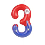 Yiran Mario Number 3 Candle Decorations, Red Blue Birthday Candles,3th Cartoon Movie Themed for Kids Boys Girls Happy 3th Birthday Gift Cake Party Decoration