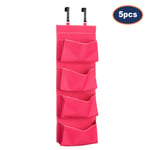 5pcs Over Door Hot Pink 4 Tier  Hanging Room Organiser  Storage Space Saver