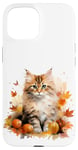 Coque pour iPhone 15 Cute Fall Cat With Autumn Pumpkins For Girls And Cat Grandma