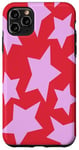 Coque pour iPhone 11 Pro Max Etoiles roses et rouges, esthétique, rétro années 70, Y2K, tendance