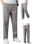 Aotoyou Pantalon Homme Coupe Droite Elastique Chino Homme Pantalon Ete Homme Gris Clair L