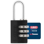 ABUS combination lock 145/20 black - Luggage lock, locker lock and much more. - Aluminium padlock - individually adjustable numerical code - ABUS security level 3