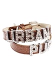 Urban Pup Personligt Läder Halsband Brun Glitter