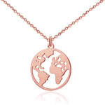 GD GOOD.designs EST. 2015 Collier globe terrestre Rose pour femme - Résistant à l'eau - Collier monde réglable en acier inoxydable I Collier avec pendentif carte du monde Rose