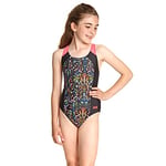 Zoggs Maia Splice Back Maillot de Bain Une pièce en Tissu écologique. Garçon, Multicolore/Noir, 30 UK/140 cm (10 Years)