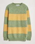 Harley Of Scotland Block Stripe Lambswool Crewneck Yellow/Green