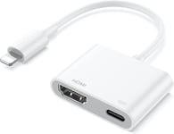 Lightning Hdmi Adaptateur Pour Iphone ¿Certifié Mfi¿ Iphone/Ipads 1080P Hdmi Adaptateur Câbles Av Numérique Vidéo Audio Sync Hronisation D'Écran Connecteur Chargeur, Compatible Avec Tous Les Ios