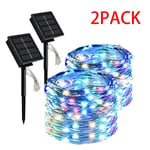 (12M 100LED2PC värikäs)7m Solar Led Light Outdoor Festoon Led Lamppu Solar Garden Lights Outdoor Vedenpitävä Fairy Garland String Jouluvalot