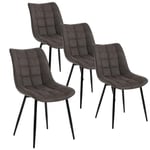 WOLTU 4 X Chaise de Salle à Manger Chaise de Cuisine Assise rembourrée en Tissu Scientifique épais Pieds en métal,Gris Foncé BH247dgr-4