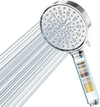 Hard Water Filter Shower Head with 6 Spray Modes, High Pressure Water Saving Shower Head with 20 Layers Filtration, Power Shower Head with Showerhead Filter for Residual Chlorine Remove, Chrome