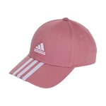 adidas Unisex 3-Stripes Cotton Twill Baseball Cap, Preloved Crimson/White, S