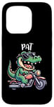 Coque pour iPhone 15 Pro Pat Funny Alligator Moto Design pour garçon Nom Pat