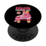 Roller Derby Retro Vintage Design pour Femmes Roller Patinage PopSockets PopGrip Adhésif