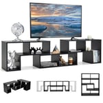 Giantex Meuble TV Combiné Libre avec Étagères Ouvertes, Meuble Télé 3 Pièces en MDF Jusqu’à 65 Pouces, Meuble TV Bois pour Salon Chambre et Bureau, 134-180x30x43 cm, Noir