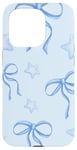 Coque pour iPhone 15 Pro Coquette Blue Ribbons Bowws & Stars Aquarelle Girl