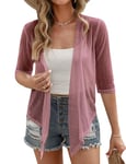 iClosam Boléro Femme Gilet Femme Chemise de Protection Solaire Cardigan Basic en Mousseline Casual Châle Femme Élégant Top Section Blouse, Pâle Mauve-bling Bling, XL