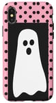 Coque pour iPhone X/XS Rose moderne à pois mignon fantôme effrayant pastel gothique rétro