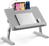 Bureau d'ordinateur portable avec pieds pliables, fente de rangement pour tablette, repose-poignet en silicone, table de genoux pliable pour manger, travailler, écrire et dessiner, 57,9 x 37,1 cm