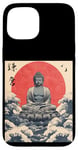 Coque pour iPhone 15 Kamakura Grande statue de Bouddha vintage japonais Art sur bois