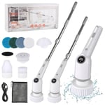 ConBlom Electric Spin Scrubber, Cordless Electric Cleaning Brush with Extensible Handle & 8 Replaceable Heads, 3 Gears Rechargeable Battery Power Scrubber for Bathroom, Floor, Kitchen, Tile, Car